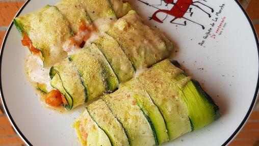 Canelones rellenos de garbanzos al romero.