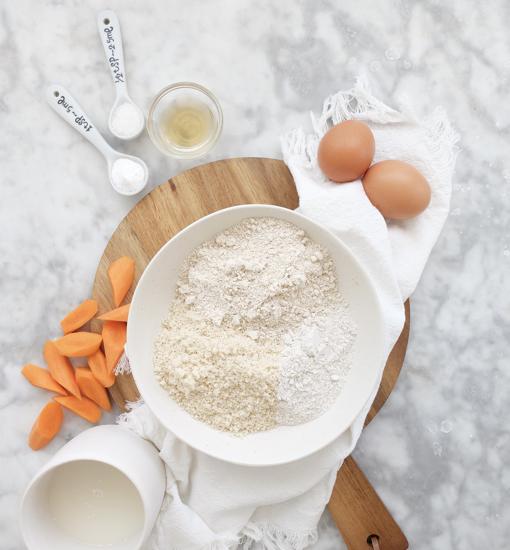 Ingredientes para las tortillas de zanahorias.