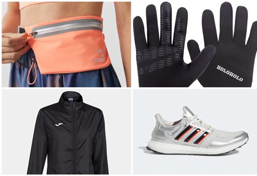 Riñonera de Dash and Stars, guantes de Amazon, cortavientos de Joma disponible en Amazon y zapatilla Ultraboost 1.0 Disney 100, disponible en Adidas.