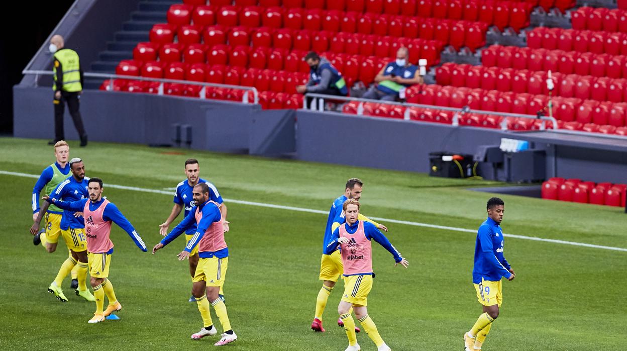 Los hombres de Cervera, antes del partido.