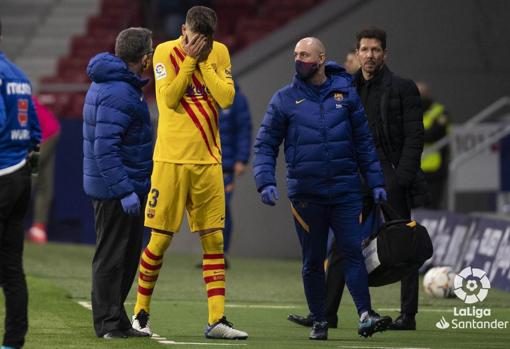 Piqué se lesionó de gravedad en el Estadio Wanda Metropolitano.