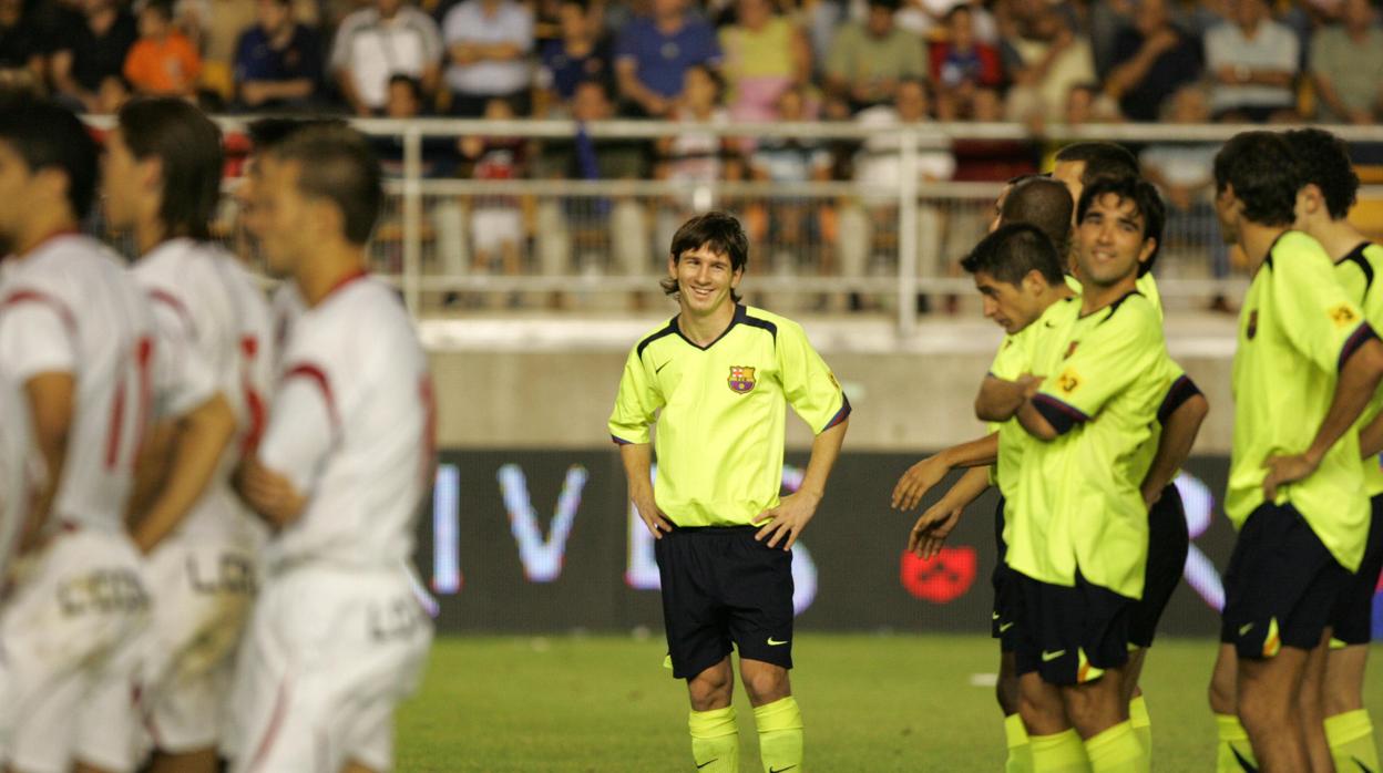 Messi, en la disputa del Trofeo Carranza 2005, en la final Barcelona-Sevilla.