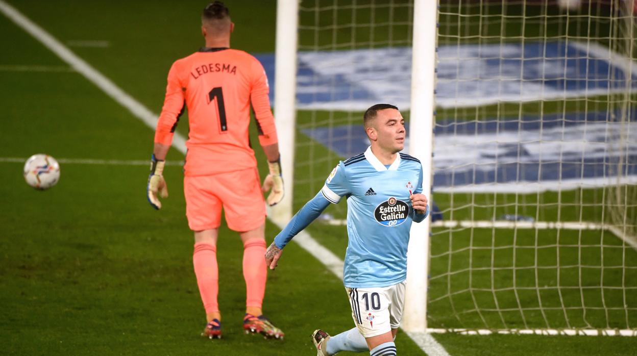 Iago Aspas marcó el segundo del Celtra tras un penalti cobrado a Ledesma.