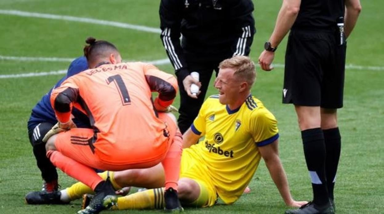 Momento de la lesión de Jonsson en Anoeta