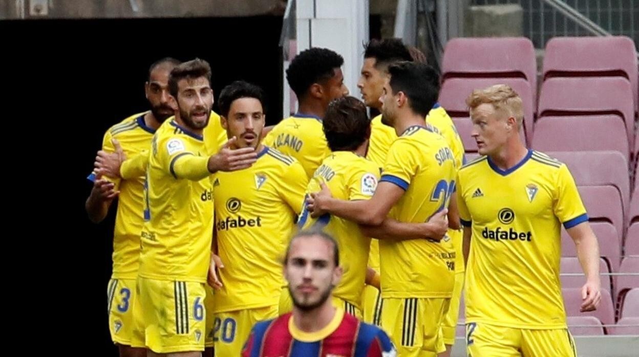 José Mari celebra el gol del Camp Nou