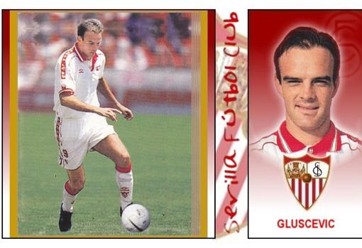 Cromo de Igor Gluscevic durante su etapa en el Sevilla FC como delantero.