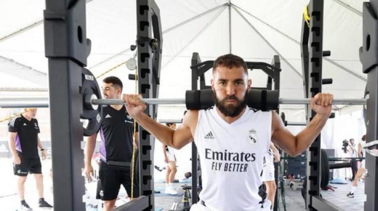 Benzema, en el gimnasio.