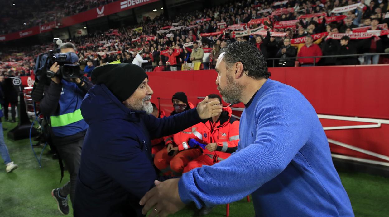 sampaoli y sergio, antes del partido.