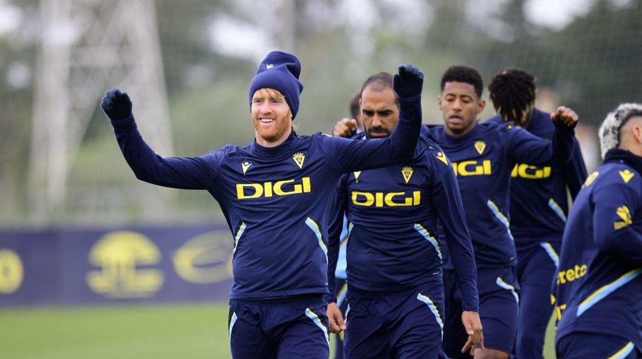 Álex, Fali y Lozano, en un entrenamiento.