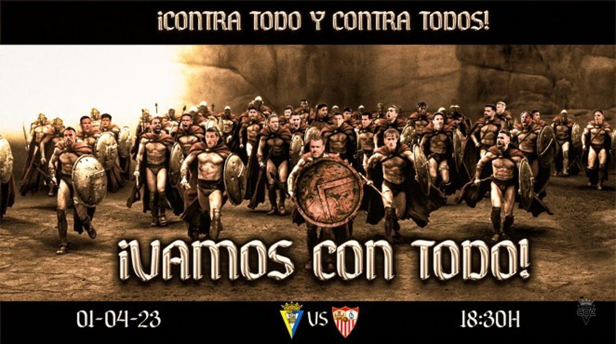 Cartel del Cádiz - Sevilla creado por el club gaditano.