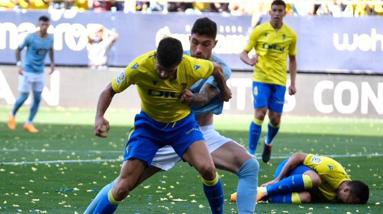 Momento del partido del Cádiz ante el Celta