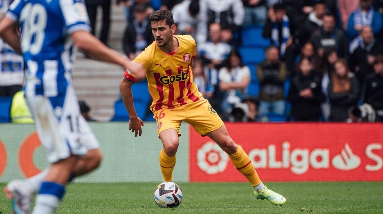 Javi Hernández, durante un encuentro con el Girona FC