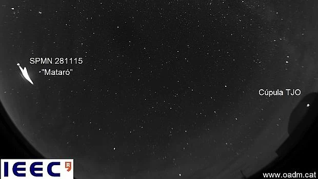 La bola de fuego de Mataró, registrada en la imagen de todo el cielo de la cámara CCD del Observatorio Astronómico del Montsec (IEEC).