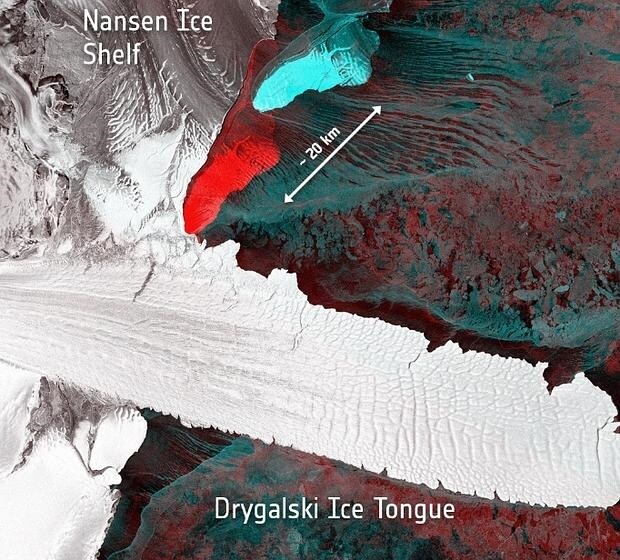Los dos icebergs se separaron de la plataforma antártida Nansen el 7 de abril