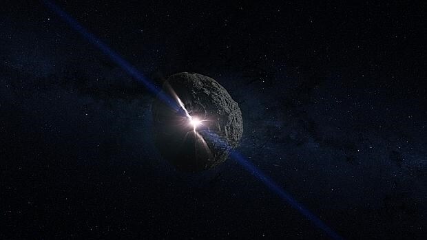 Recreación artística del impacto que creó el asteroide Bennu