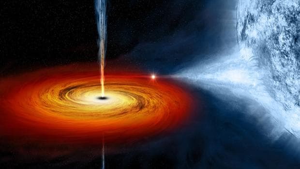 Ilustración del agujero negro llamado Cygnus X-1