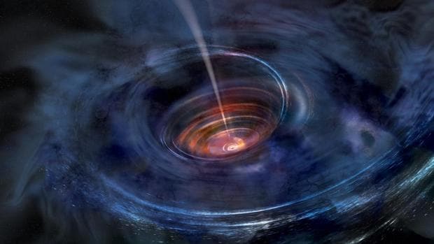 Representaciónagujero negro estudiado, Swift J1644+57. Una estrella pasó por las cercanías y fue arrastrada a su interior