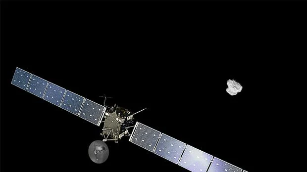 Recreación artística de la aproximación de la nave Rosetta al cometa 67P