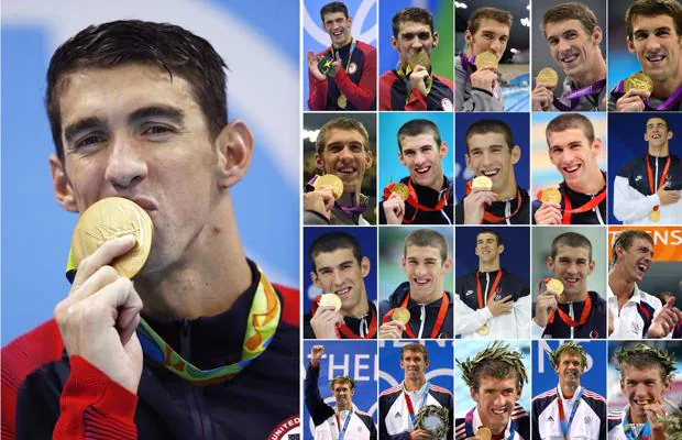 Michael Phelps, con sus 21 melladas de oro en unos Juegos Olímpicos