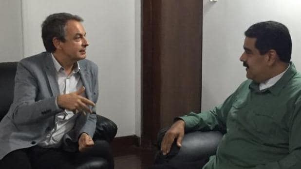 Zapatero y Maduro, durante su reunión de hoy en Caracas