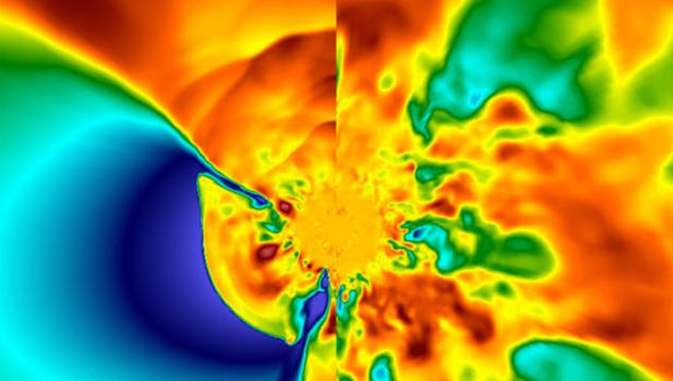 Modelo de ordenador de una supernova de baja masa