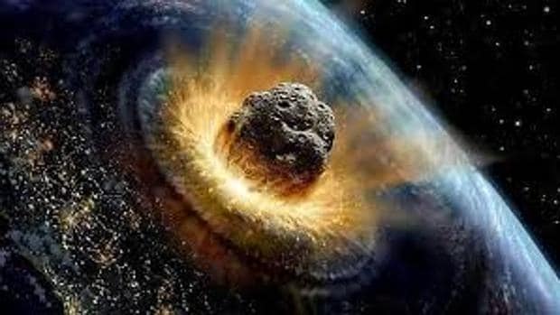 Recreación del choque de un asteroide contra la Tierra