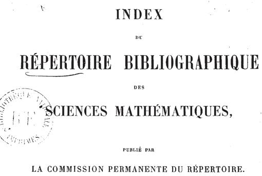 Portada del Index du Répertoire Bibliographique des Sciences Mathématiques, 1893