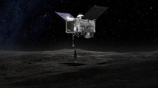 Recreación de la recogida de material en Bennu con el sistema «touch and go» de la nave Osiris-Rex