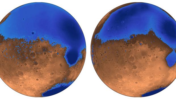 El enorme «reino» de volcanes que creó los océanos de Marte