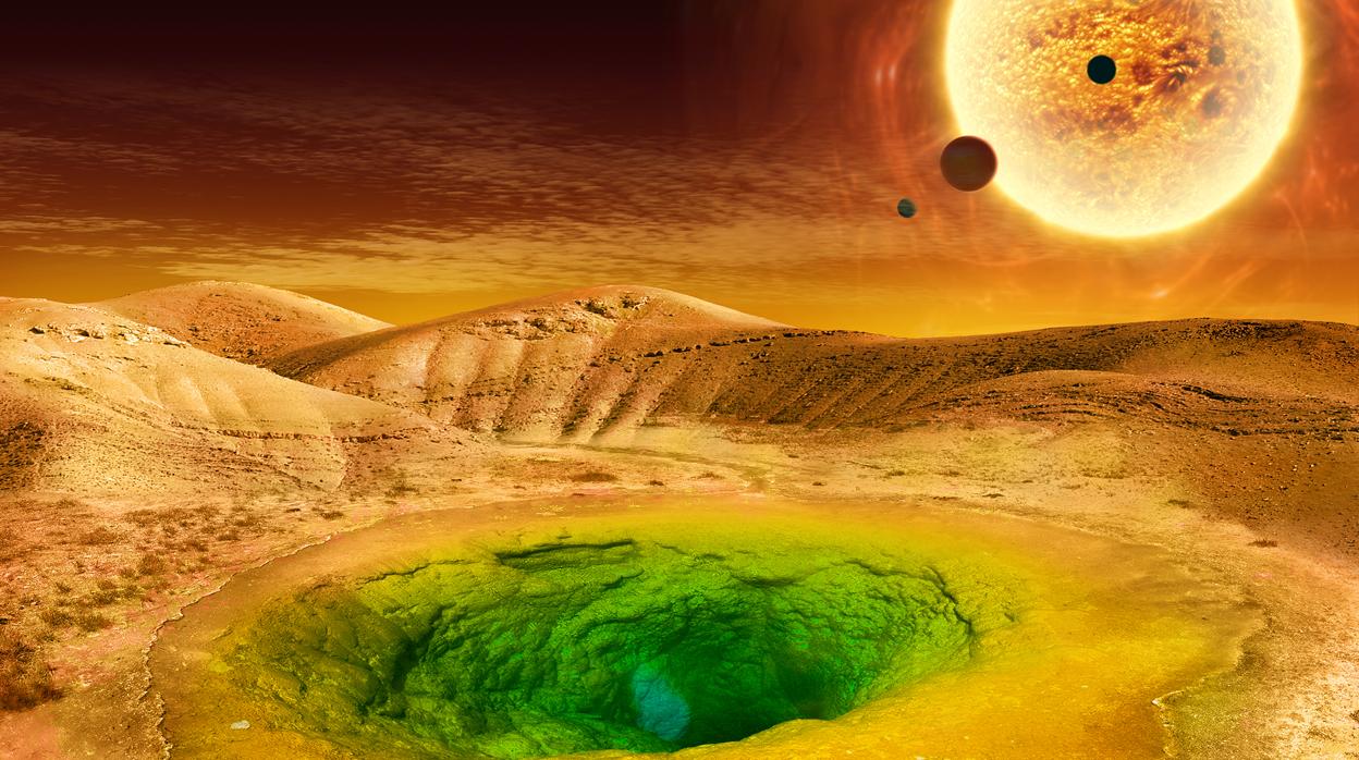 La ilustración muestra cómo podría ser la vida en un planeta lejano