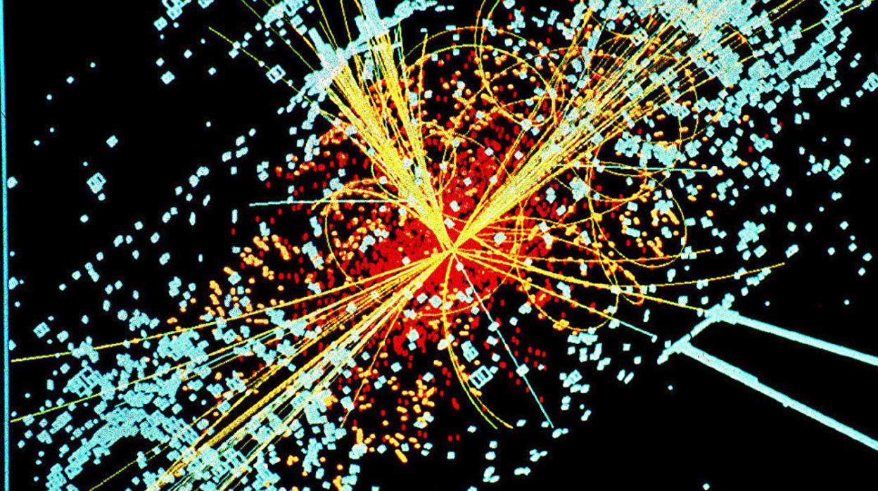 Simulación de un choque de partículas en el LHC