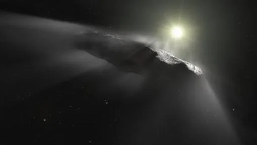 Representación de Oumuamua, el primer objeto interestelar descubierto