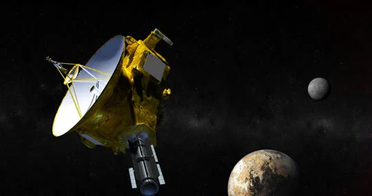 Ilustración de la nave New Horizons aproximándose a Plutón