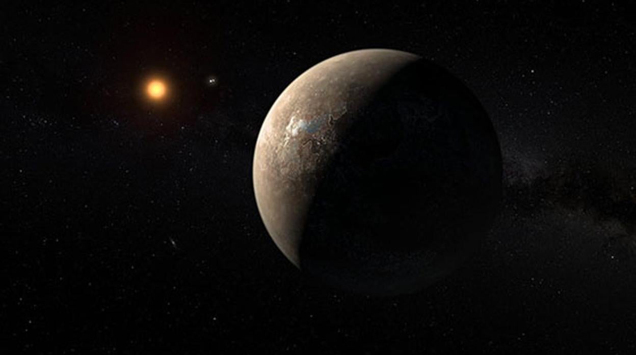 Recreación del exoplaneta Próxima b, que podría tener otro mundo cercano