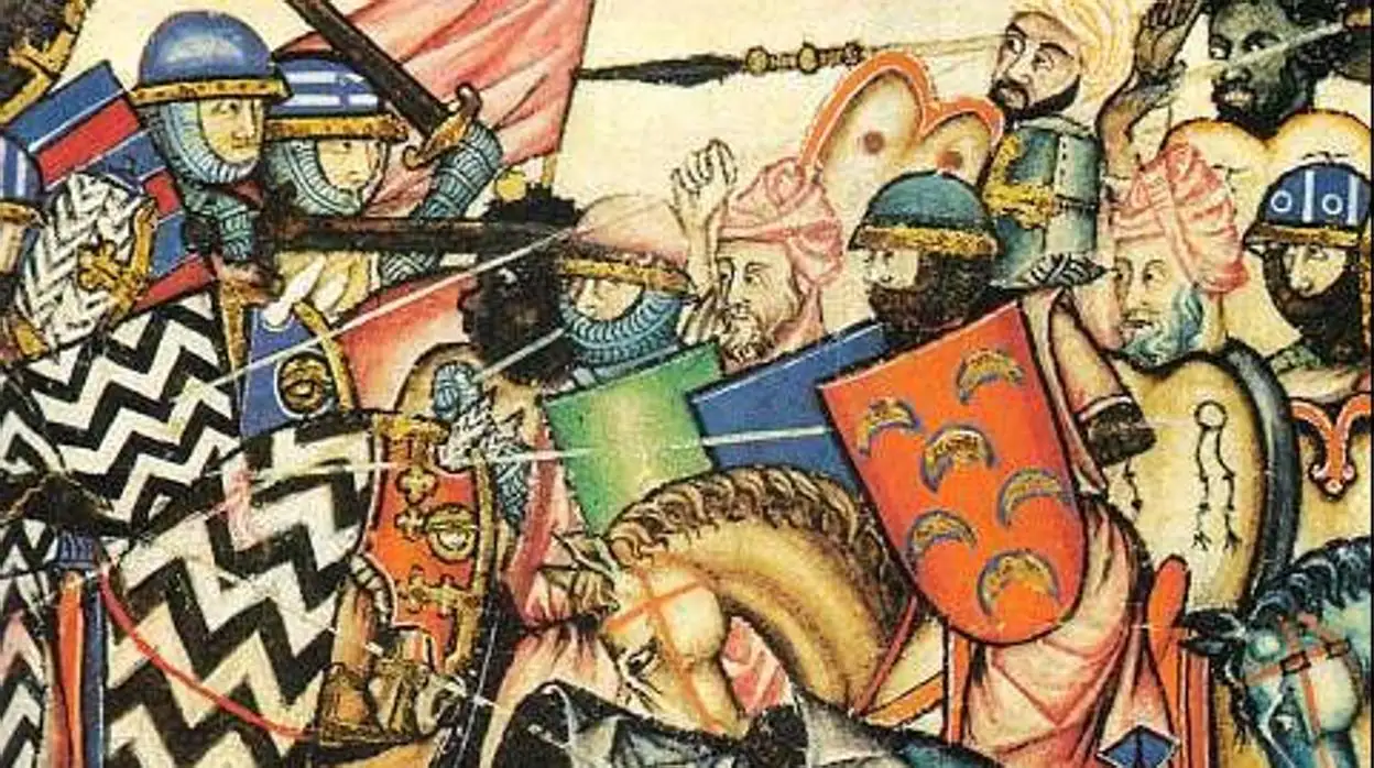 Batalla de la Reconquista, miniatura de las Cantigas de Santa Maria