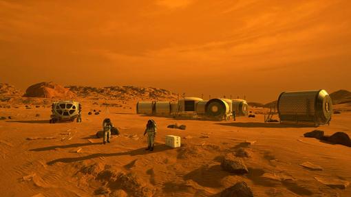 Recreación de una posible colonia en Marte