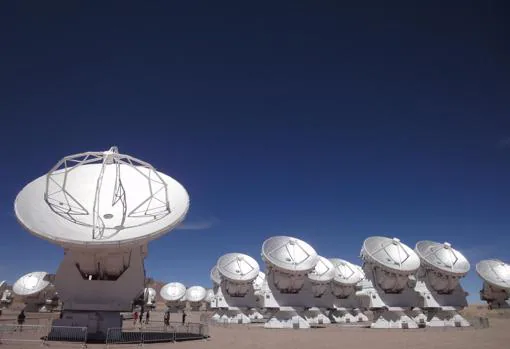 Algunos de los 66 radiotelescopios que forman parte de ALMA