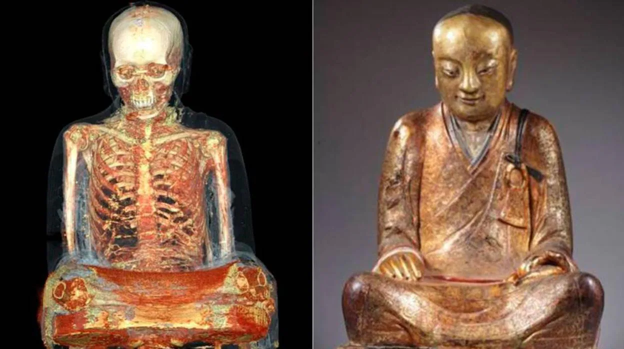 El Buda del museo de Drents, con un esqueleto momificado en su interior