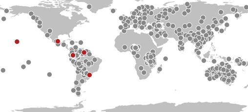 Distribución global de idiomas en los que «sorpresa» y «miedo» se expresan con la misma palabra