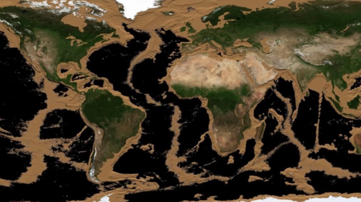 Así quedaría la Tierra si se drenaran todos los océanos