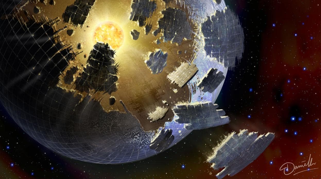 Una esfera de Dyson, una estructura construida por civilizaciones alienígenas alrededor de estrellas lejanas