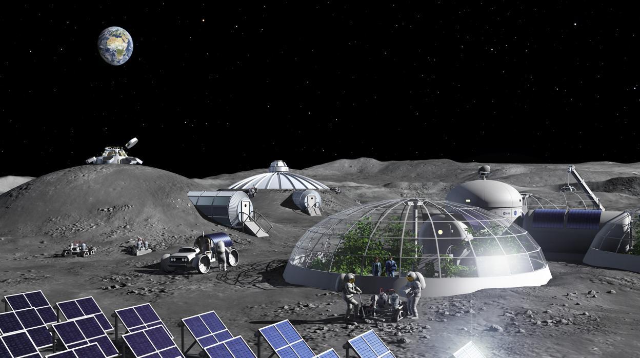 Representación de una base lunar autónoma