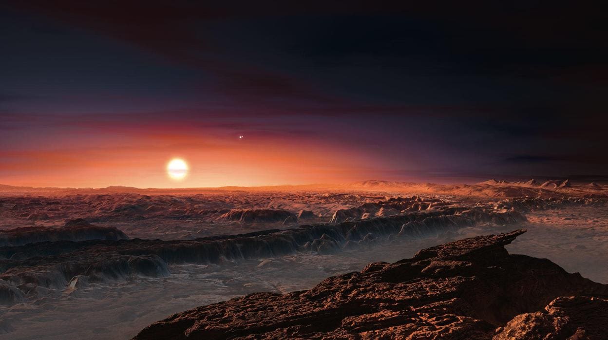 Representación artística de Próxima b, una tierra que también está en la órbita de Próxima Centauri
