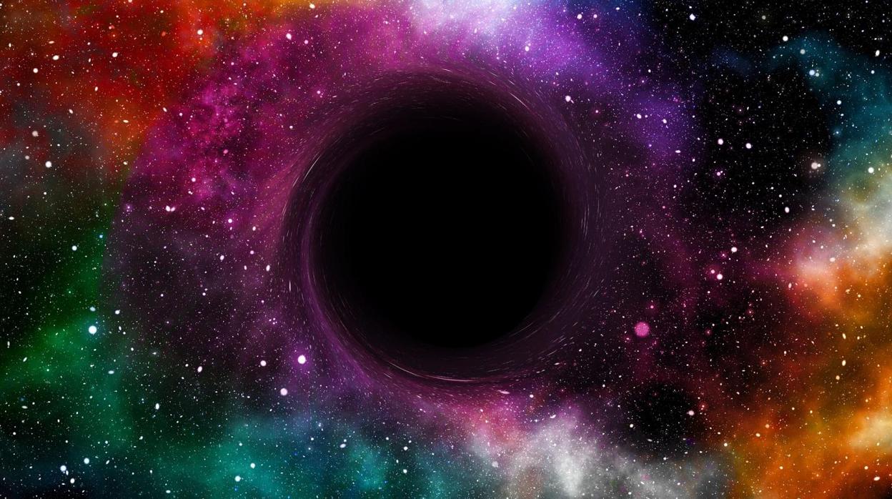 Representación del horizonte de sucesos, la frontera, de un agujero negro