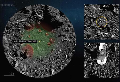 Las impresionantes imágenes de cómo la NASA recogió muestras en el peligroso asteroide Bennu