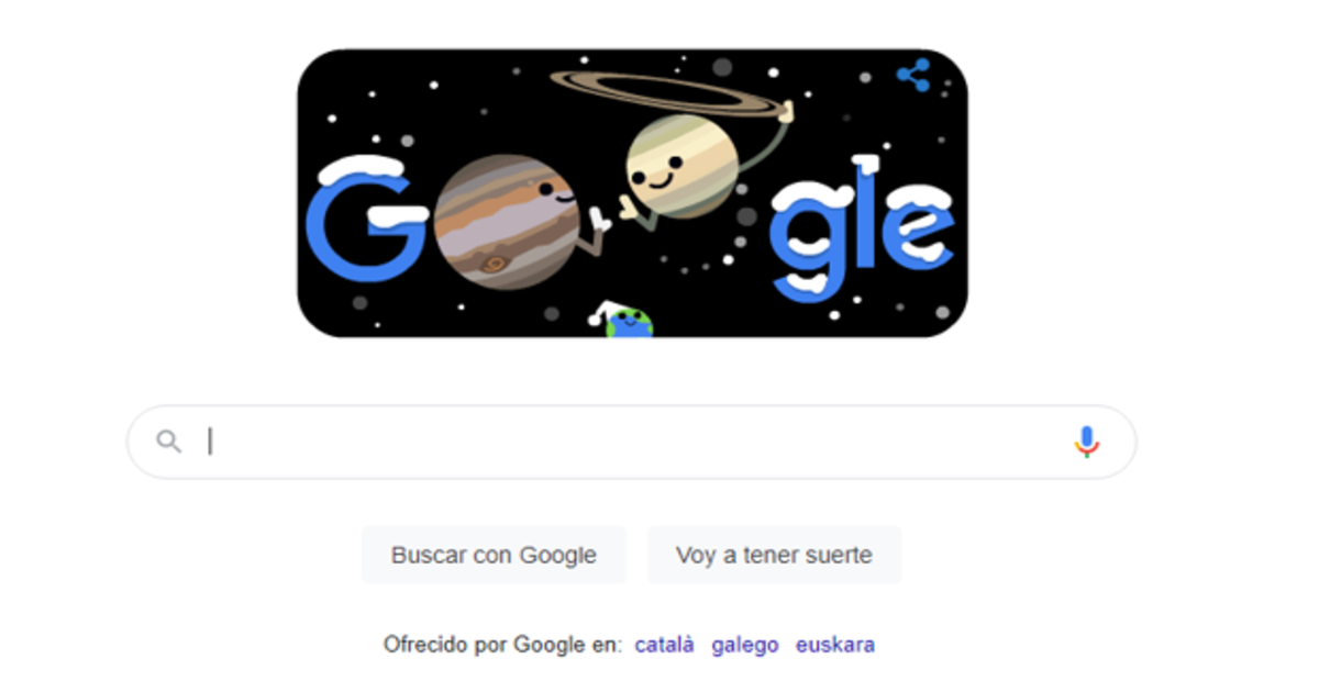 Google dedica un doodle al solsticio de invierno y a la «Gran Conjunción»