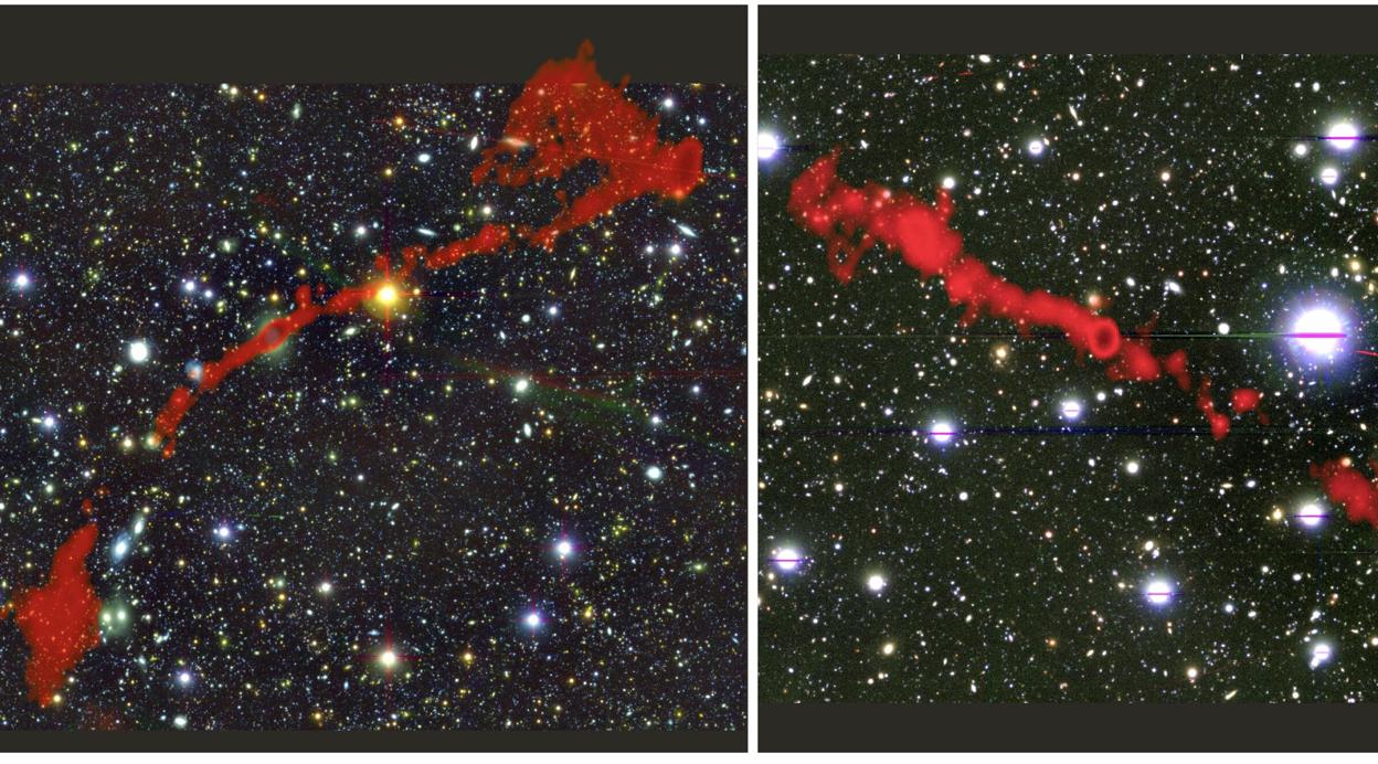 Estas son las dos impresionantes radiogalaxias descubiertas por el telescopio MeerKAT