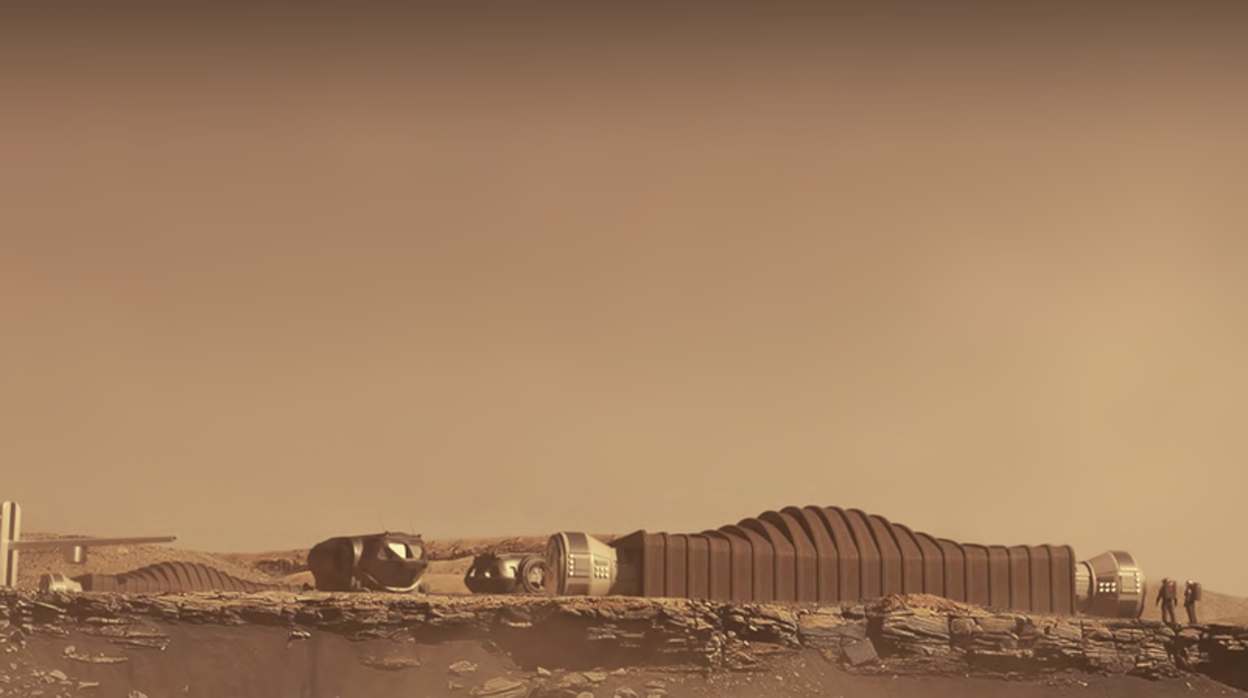 Ilustración de colonia en Marte