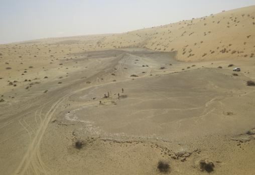 El sitio de Khall Amayshan 4 en el norte de Arabia Saudita, donde se ha encontrado evidencias de visitas repetidas de los primeros humanos durante los últimos 400.000 años, asociadas con los restos de lagos antiguos