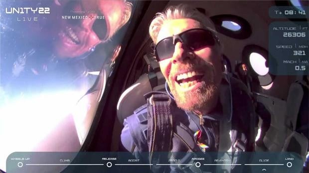 Los pilotos del vuelo espacial de Richard Branson recibieron una advertencia de fallo grave en la nave